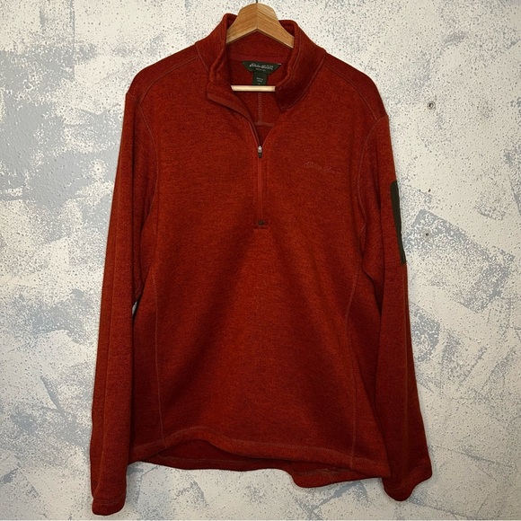 Eddie Bauer Orange Fleece Long Sleeve 1/2 Zip Pullover Sweater Mens Size XL - Picture 1 of 6